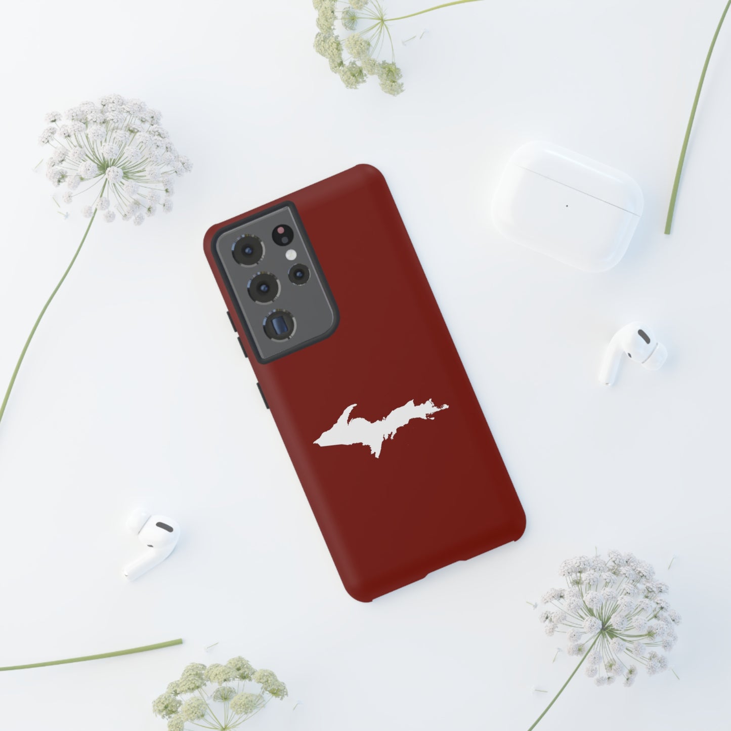 Michigan Upper Peninsula Tough Phone Case (Traverse Cherry Red w/ UP Outline) | Samsung & Pixel Android