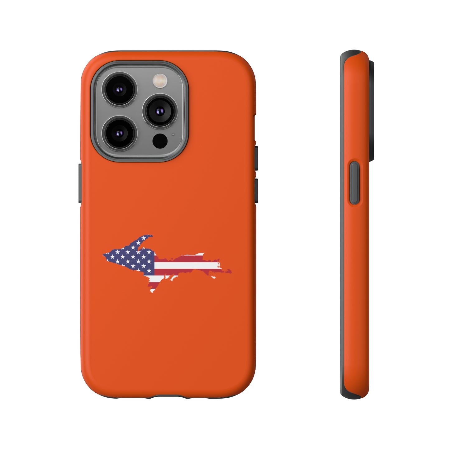 Michigan Upper Peninsula Tough Phone Case (Maple Leaf Orange w/ UP USA Outline) | Apple iPhone