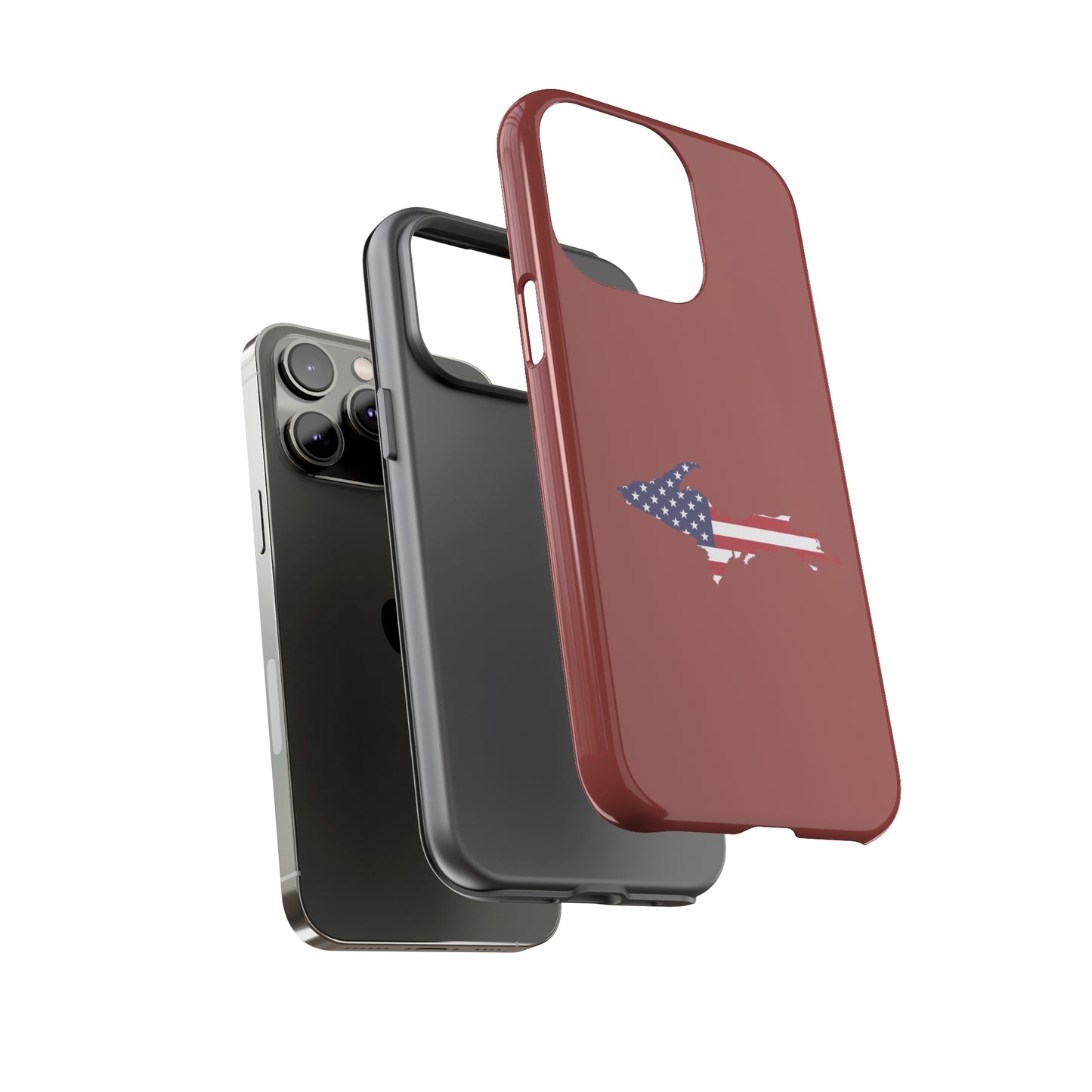 Michigan Upper Peninsula Tough Phone Case (Ore Dock Red w/ UP USA Flag Outline) | Apple iPhone