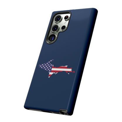 Michigan Upper Peninsula Tough Phone Case (Navy w/ UP USA Flag Outline) | Samsung & Pixel Android