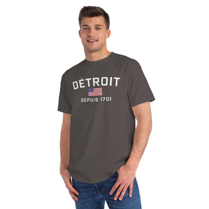 'Détroit Depuis 1701' T-Shirt (w/ USA Flag) | Unisex Organic