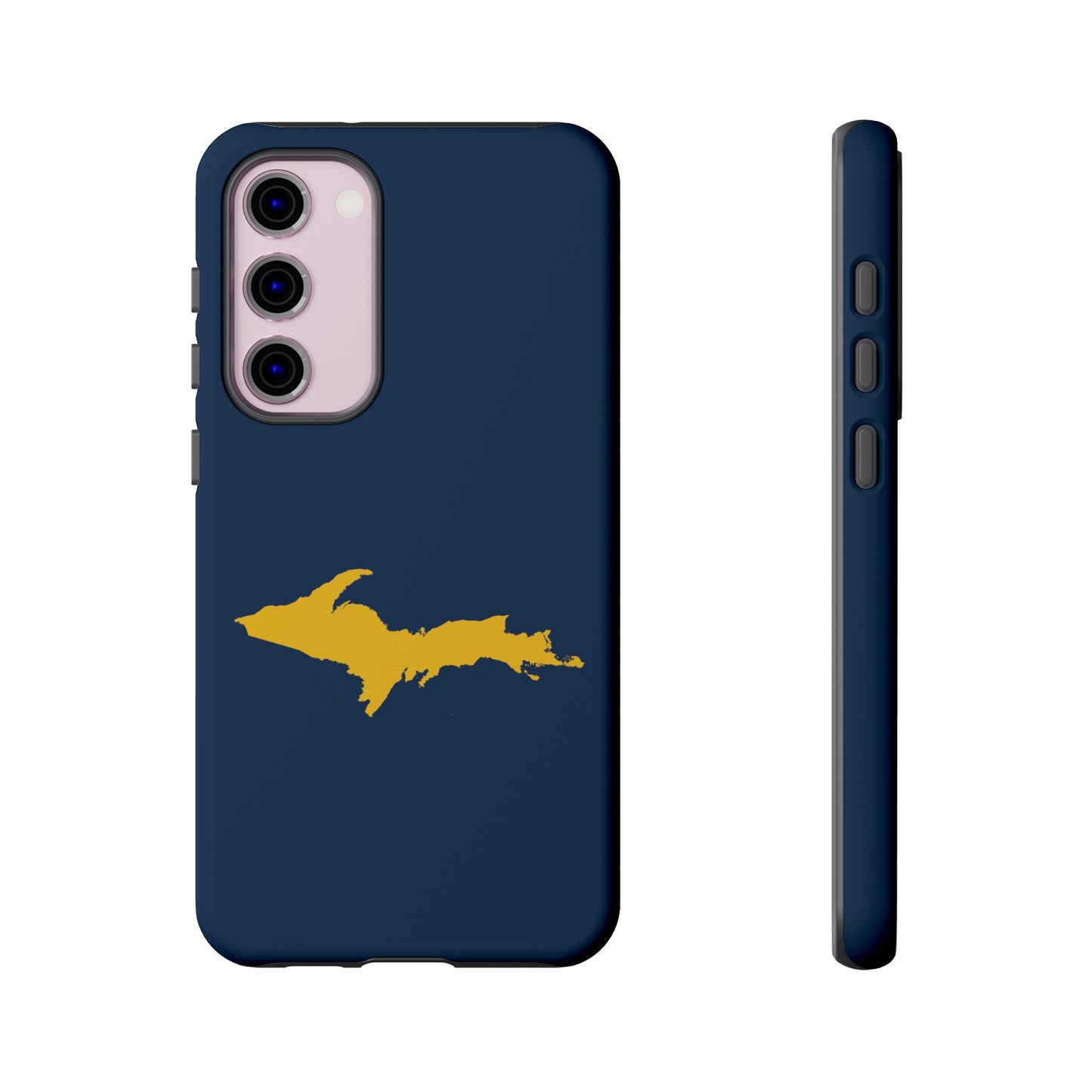 Michigan Upper Peninsula Tough Phone Case (Navy w/ Gold UP Outline) | Samsung & Pixel Android