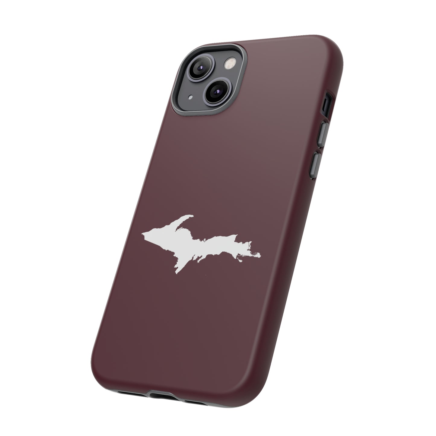 Michigan Upper Peninsula Tough Phone Case (Old Mission Burgundy w/ UP Outline) | Apple iPhone