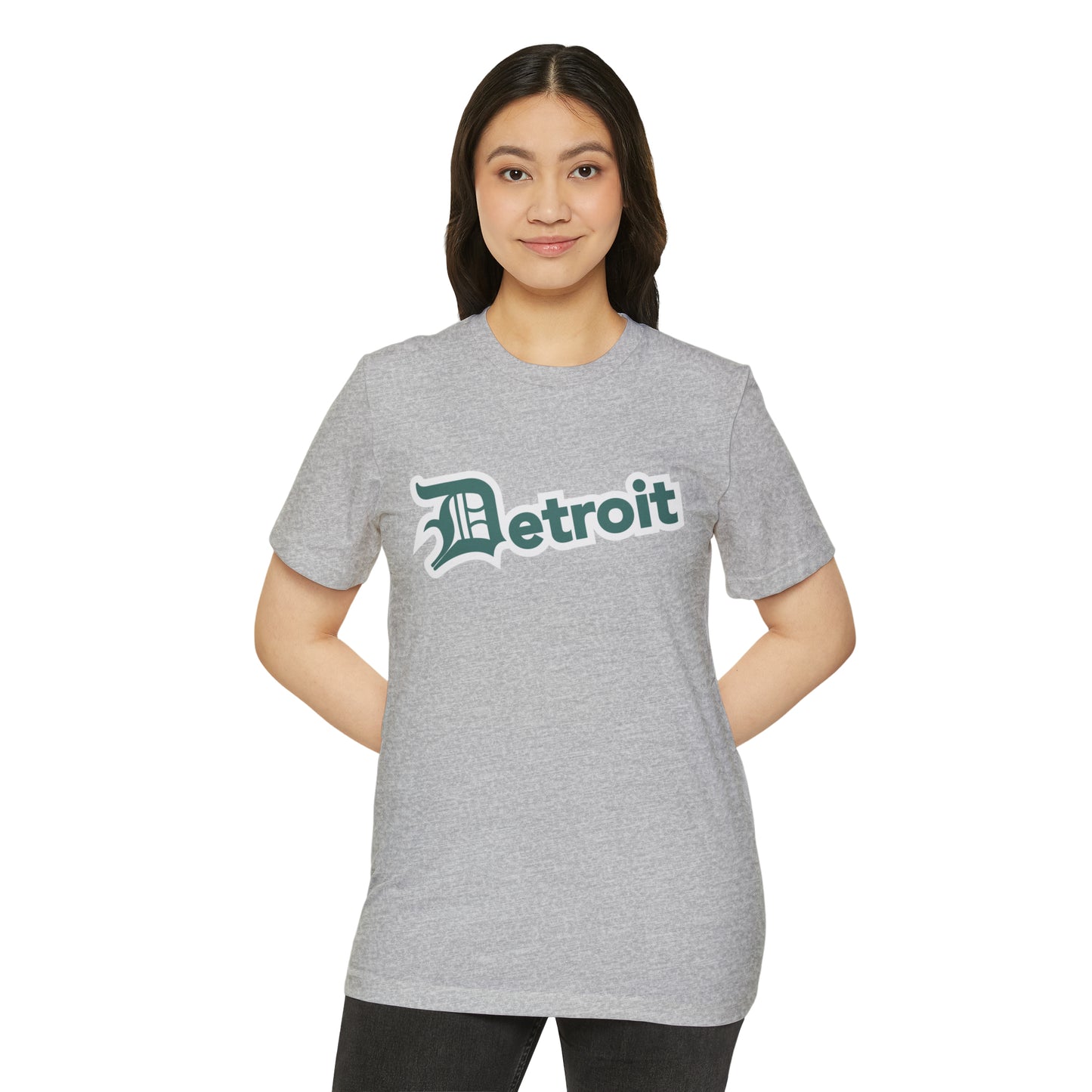 'Detroit' T-Shirt (Copper Green Old English 'D') | Unisex Recycled Organic