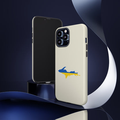 Michigan Upper Peninsula Tough Phone Case (Ivory Color w/ UP Ukraine Flag Outline) | Apple iPhone