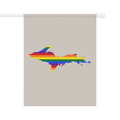 Michigan Upper Peninsula Home & Garden Flag (w/ UP Rainbow Pride Flag) | Canvas Color