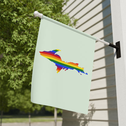 Michigan Upper Peninsula Home & Garden Flag (w/ UP Rainbow Pride Flag) | Dew Green