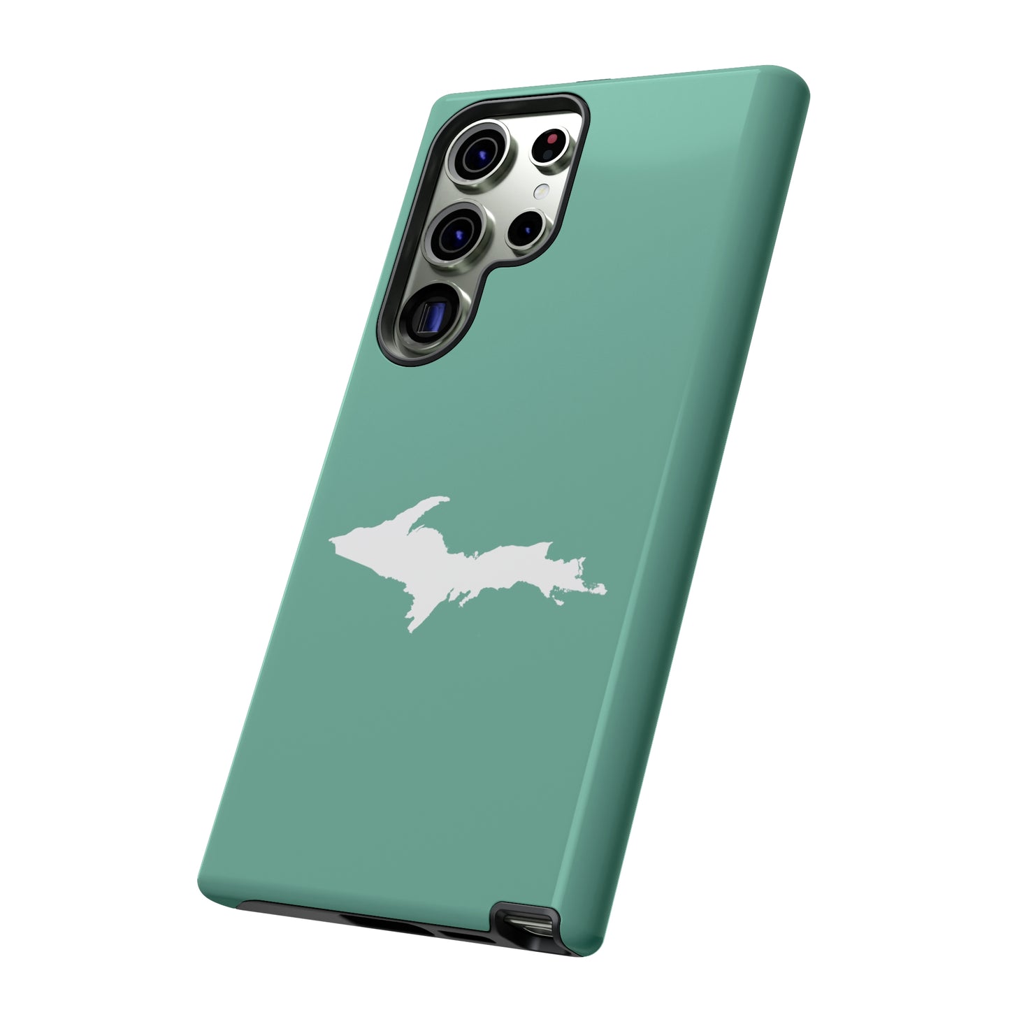 Michigan Upper Peninsula Tough Phone Case ('64 Metallic Mint Green w/ UP Outline) | Samsung & Pixel Android