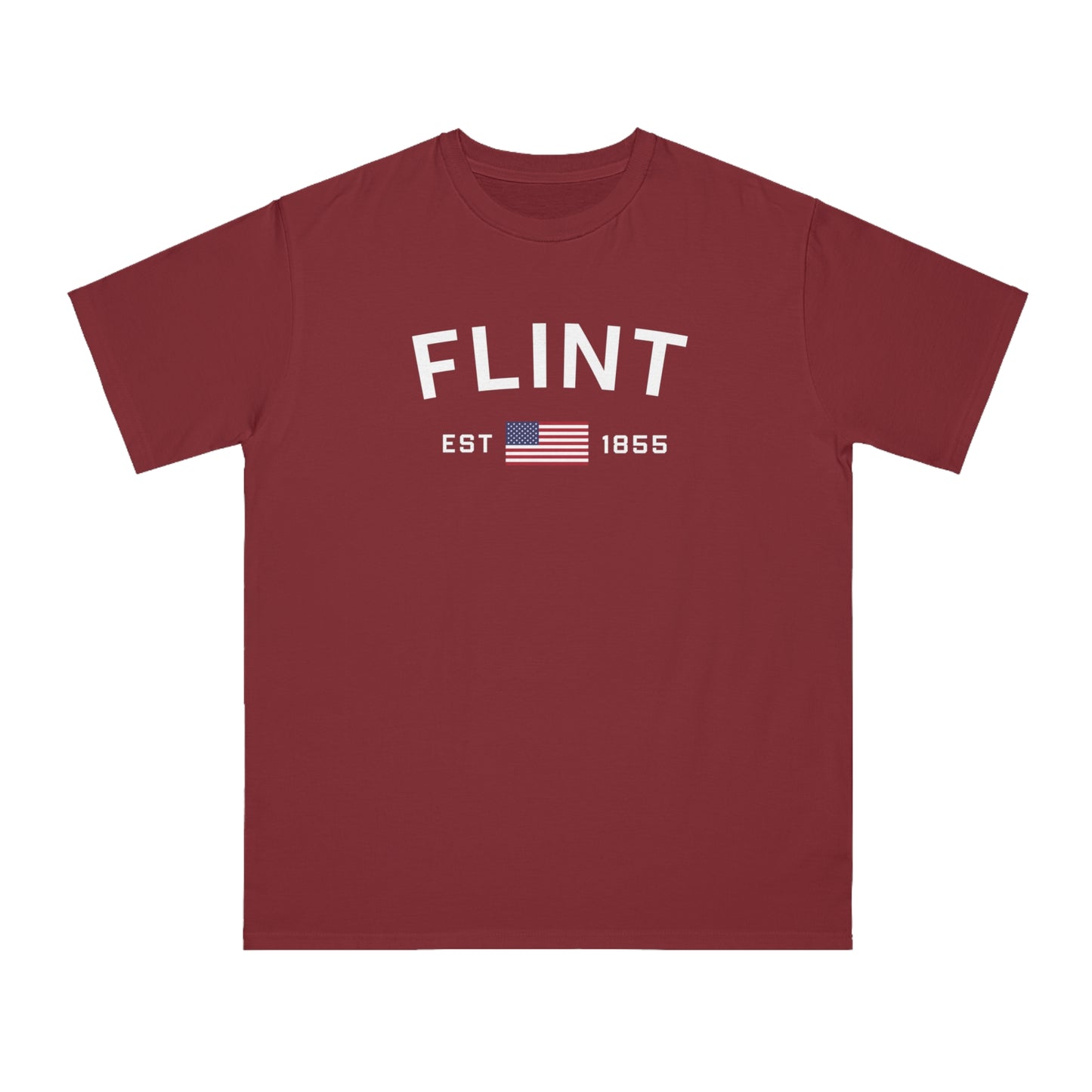 'Flint EST 1855' T-Shirt (w/USA Flag) | Unisex Organic