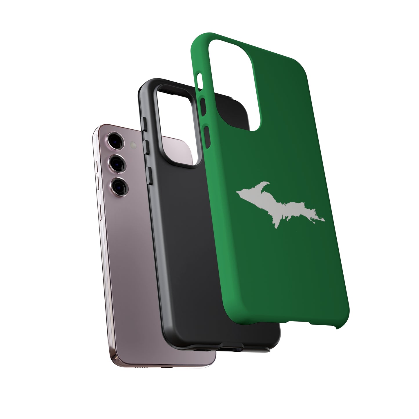 Michigan Upper Peninsula Tough Phone Case (Mackinac Bridge Green w/ UP Outline) | Samsung & Pixel Android