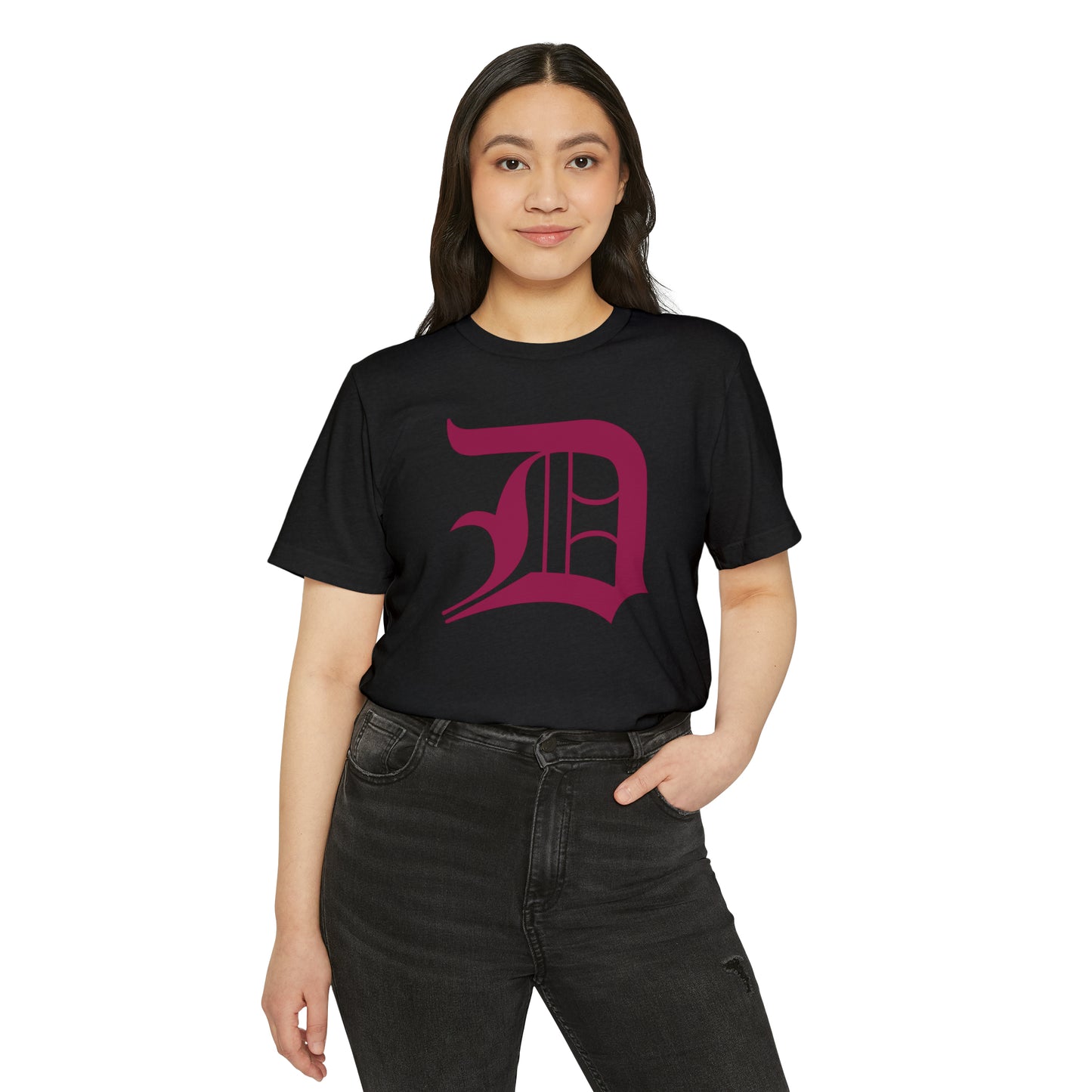 Detroit 'Old English D' T-Shirt (Ruby Red) | Unisex Recycled Organic