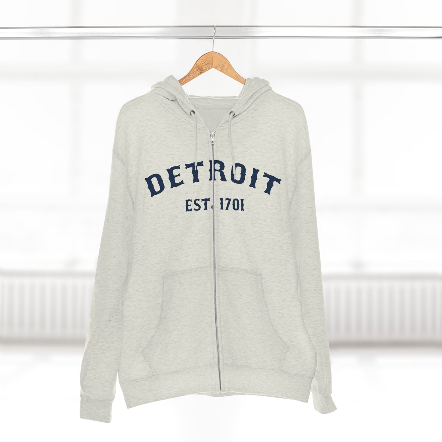 'Detroit EST. 1701' Hoodie (Ballpark Font) | Unisex Full Zip