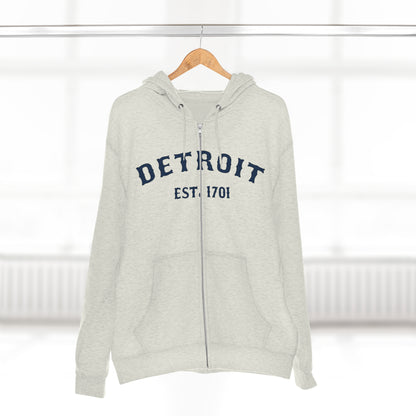 'Detroit EST. 1701' Hoodie (Ballpark Font) | Unisex Full Zip