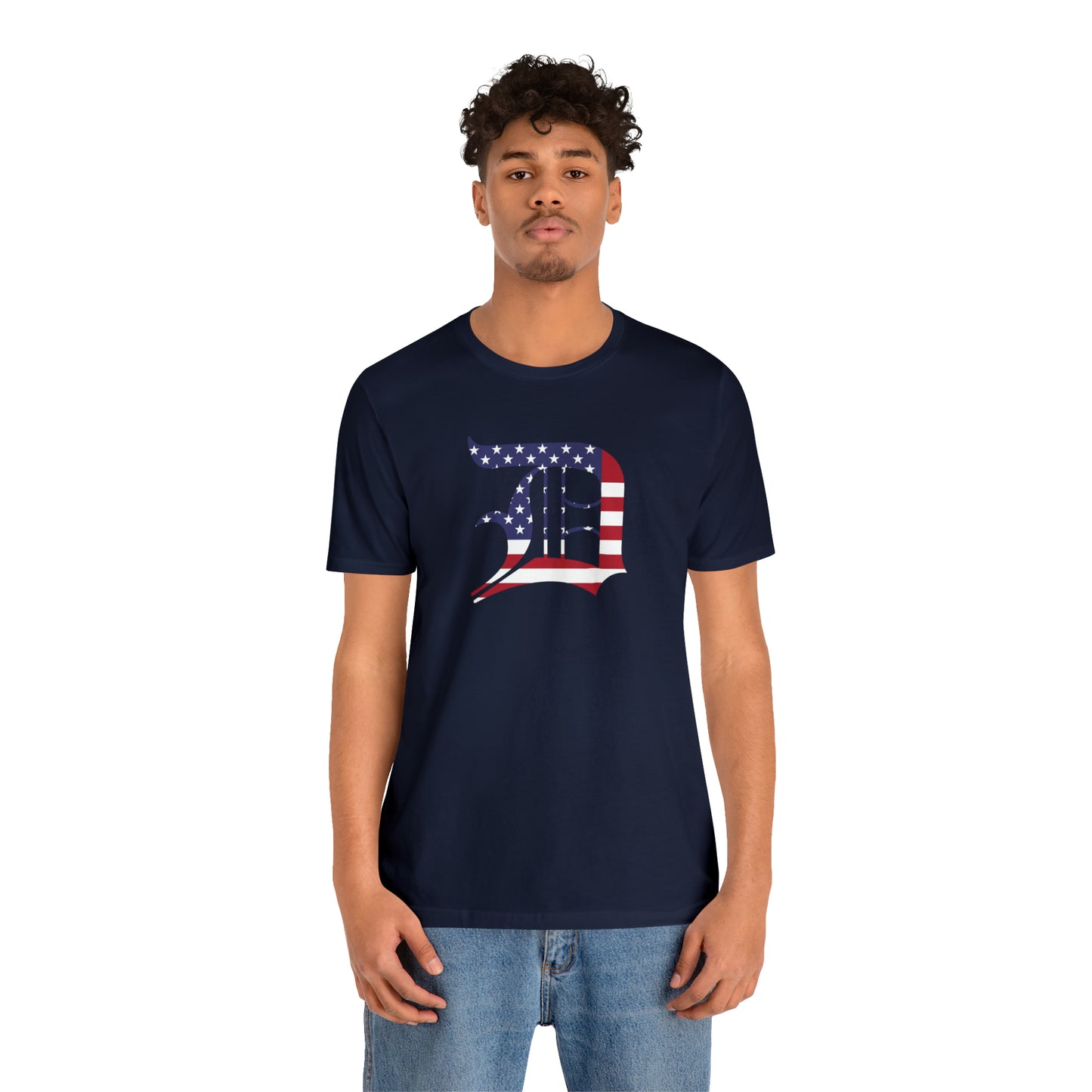 Detroit 'Old English D' T-Shirt (Patriotic Edition) | Unisex Standard