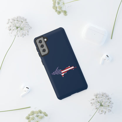 Michigan Upper Peninsula Tough Phone Case (Navy w/ UP USA Flag Outline) | Samsung & Pixel Android