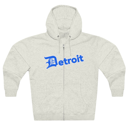 'Detroit' Hoodie (Motor Town Blue w/ Old English 'D') | Unisex Full Zip