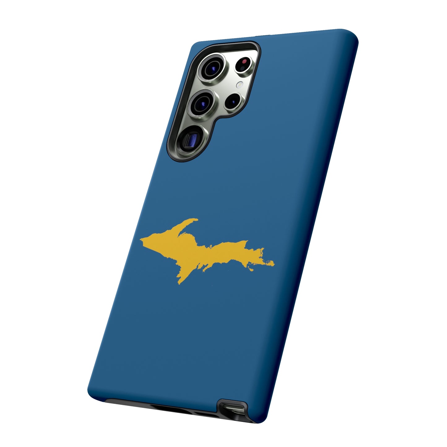 Michigan Upper Peninsula Tough Phone Case (Blueberry w/ Gold UP Outline) | Samsung & Pixel Android