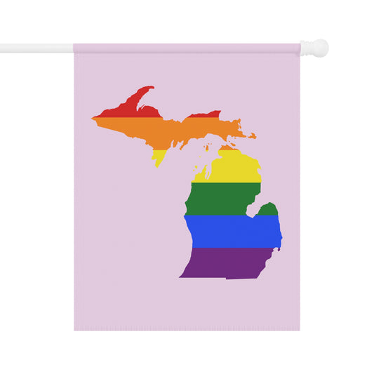 Michigan Rainbow Pride Home & Garden Flag (w/ MI Outline) | Pale Lavender