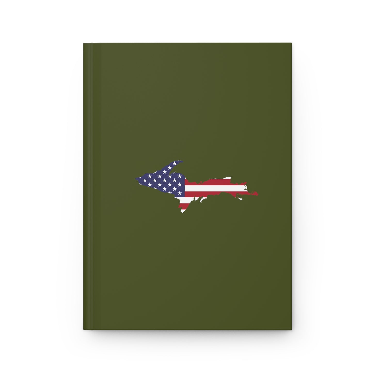 Michigan Upper Peninsula Hardcover Journal (w/ UP USA Flag) | Ruled - Army Green