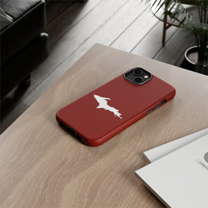 Michigan Upper Peninsula Tough Phone Case (Traverse Cherry Red w/ UP Outline) | Apple iPhone