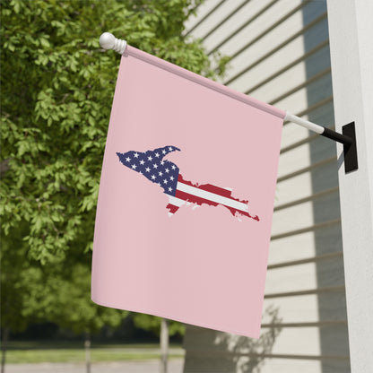 Michigan Upper Peninsula Home & Garden Flag (w/ UP USA Flag) | Pale Pink