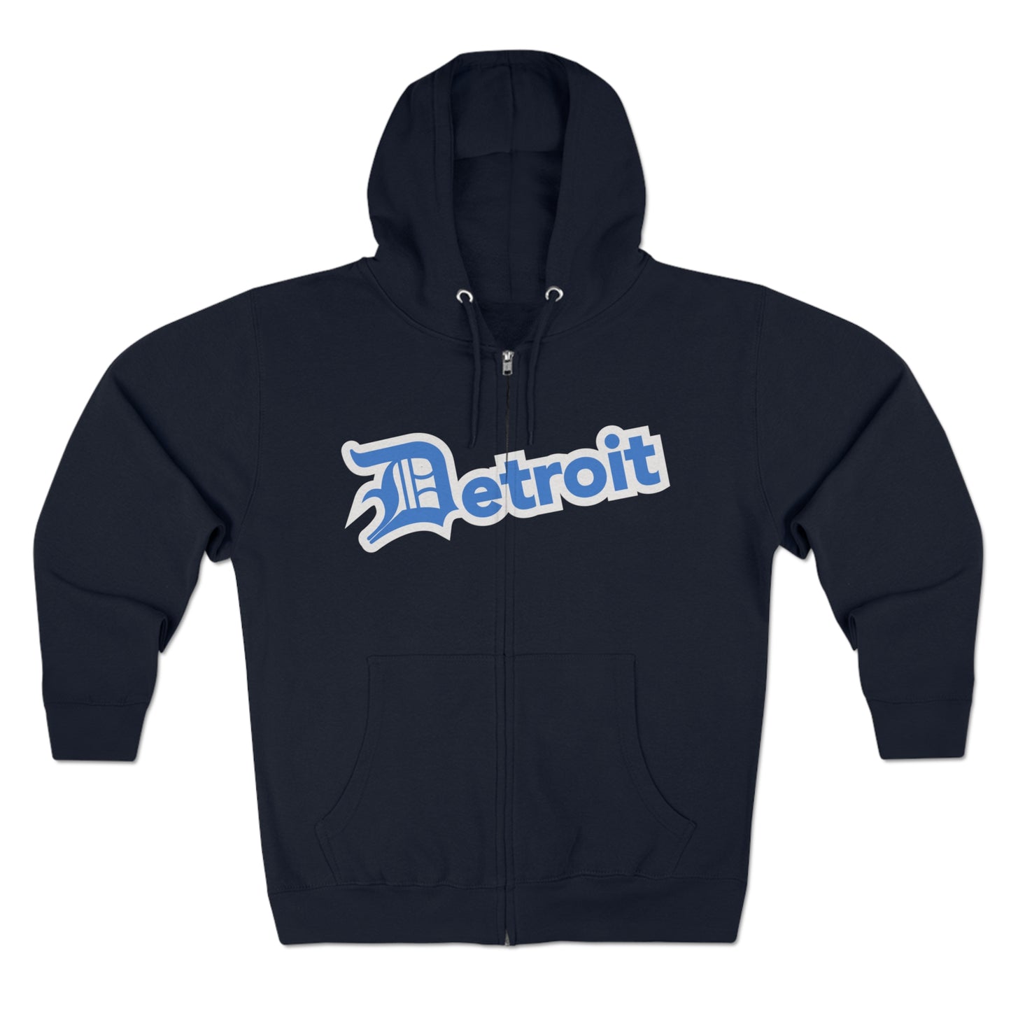 'Detroit' Hoodie (Azure w/ Old English 'D') | Unisex Full Zip