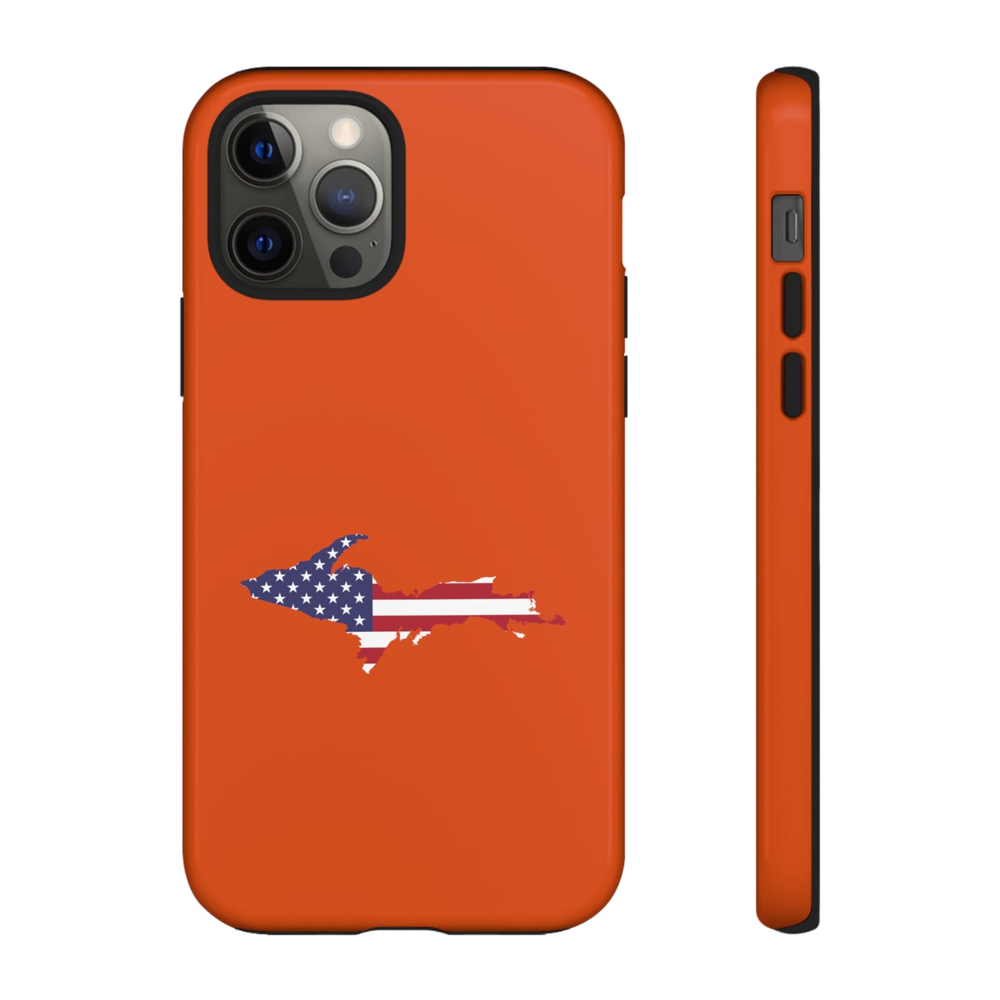 Michigan Upper Peninsula Tough Phone Case (Maple Leaf Orange w/ UP USA Outline) | Apple iPhone