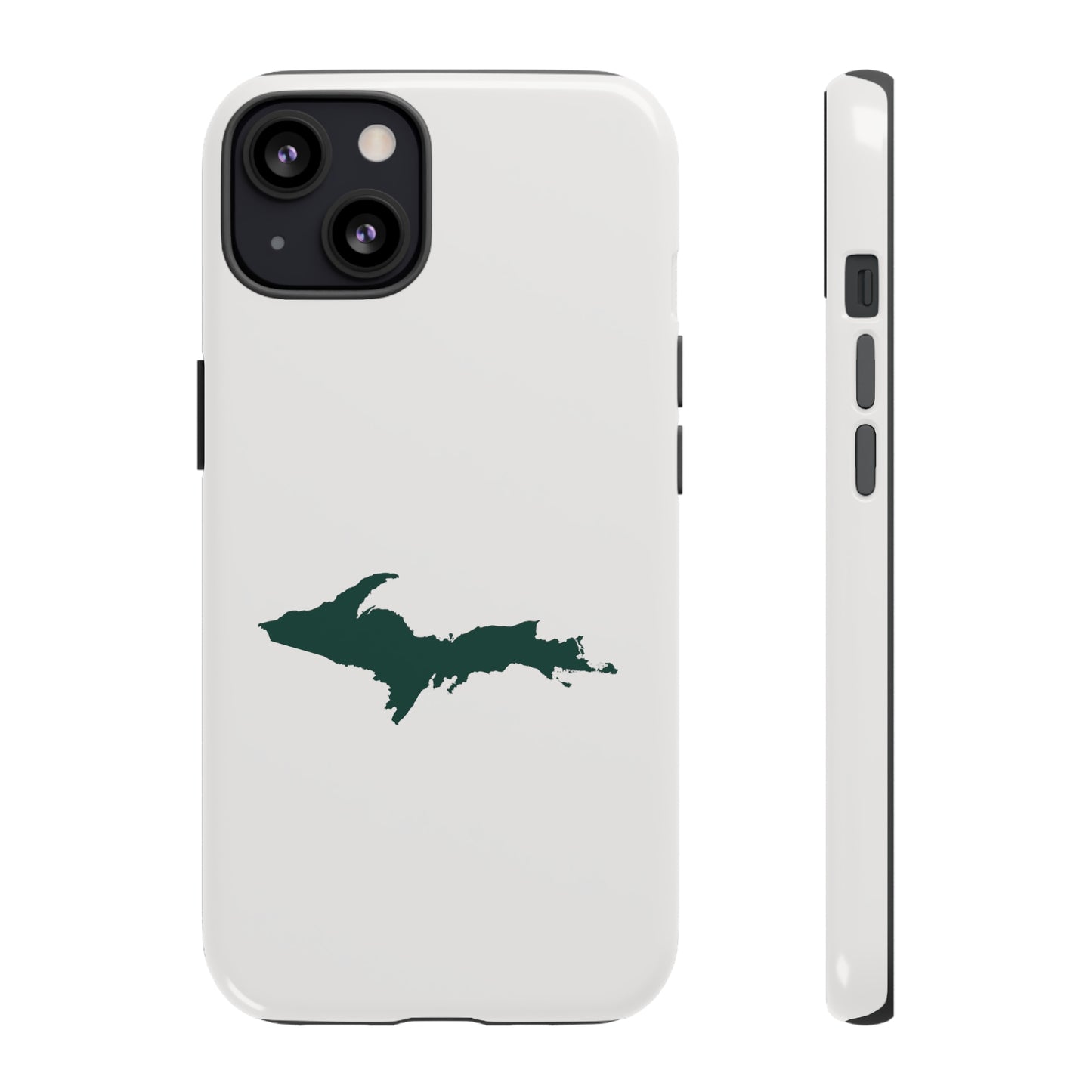 Michigan Upper Peninsula Tough Phone Case (Birch Bark White w/ Green UP Outline) | Apple iPhone