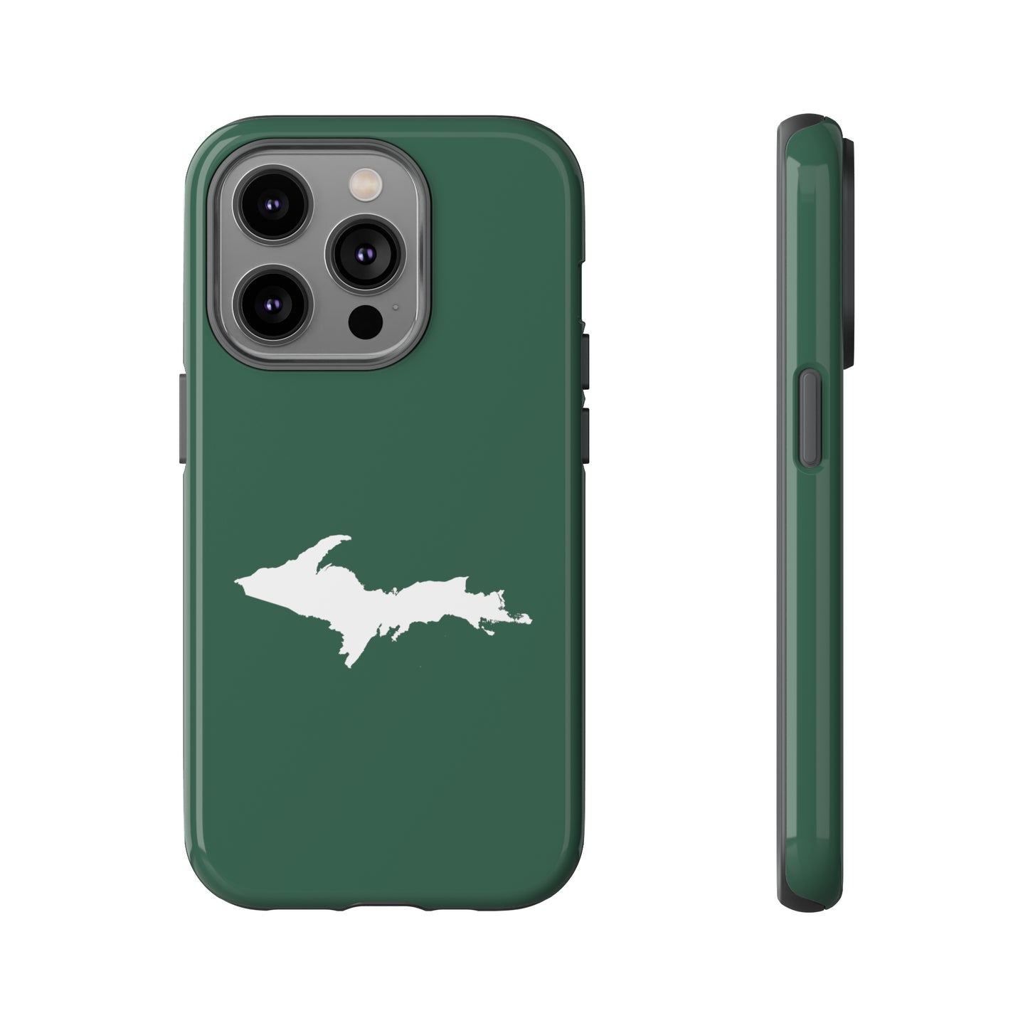 Michigan Upper Peninsula Tough Phone Case (Ginger Ale Green w/ UP Outline) | Apple iPhone