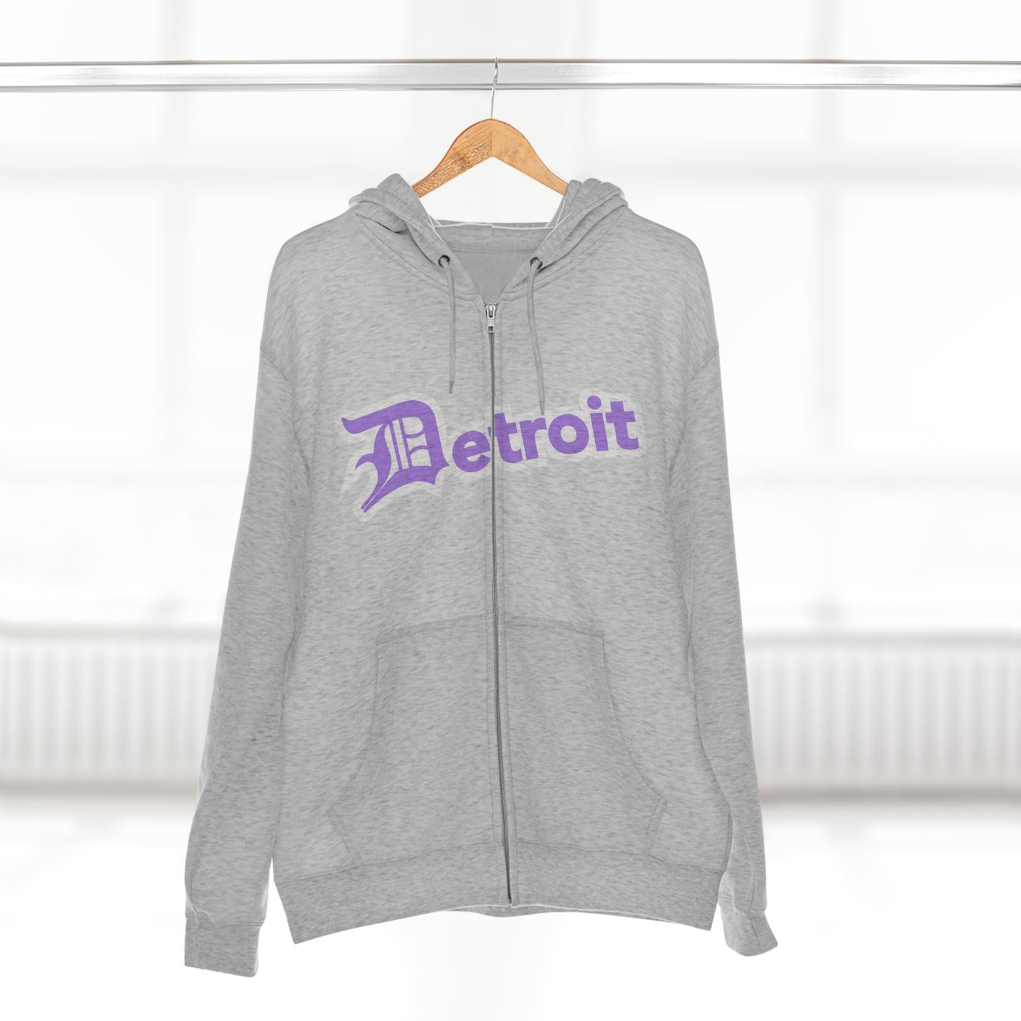 'Detroit' Hoodie (Lavender w/ Old English 'D') | Unisex Full Zip