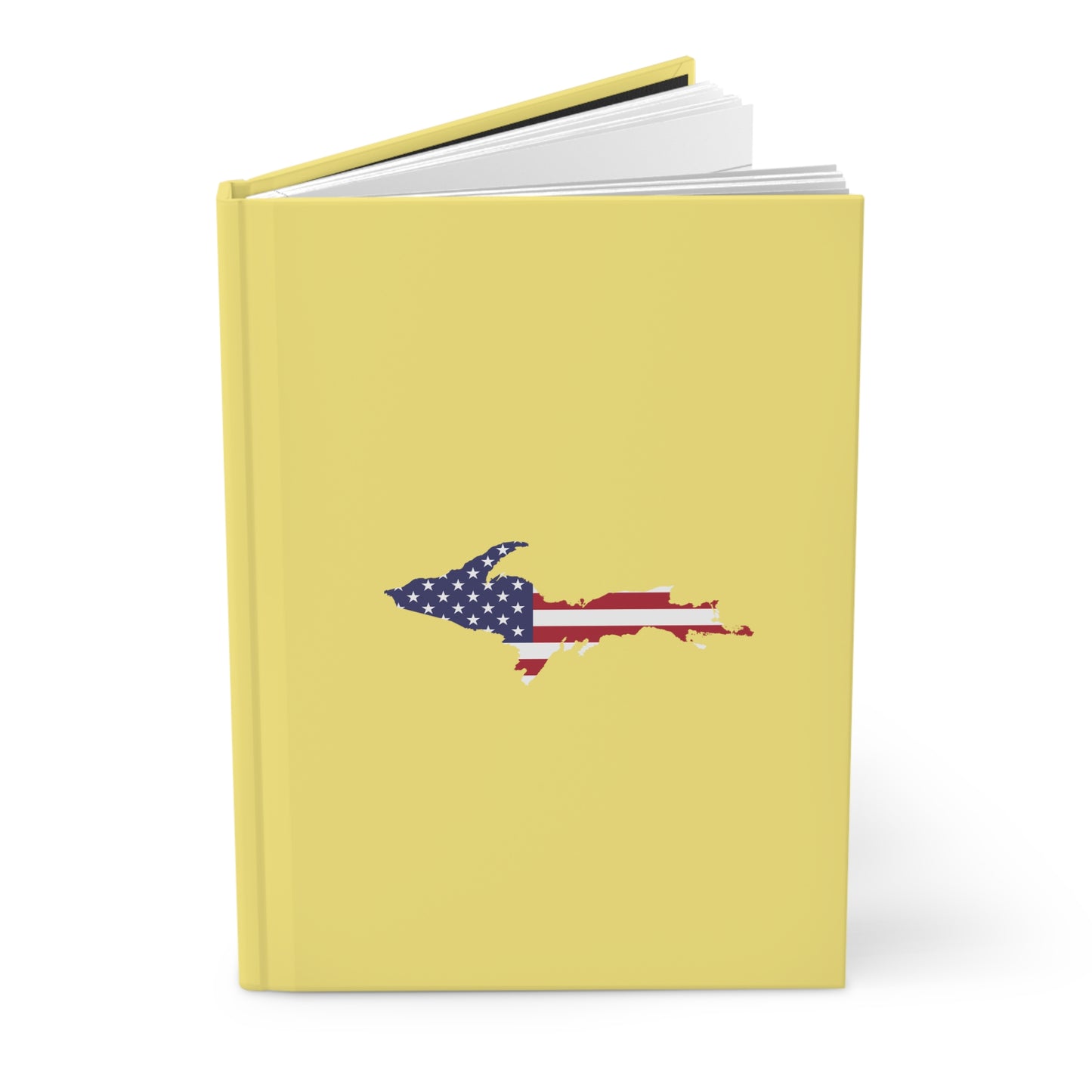 Michigan Upper Peninsula Hardcover Journal (w/ UP USA Flag) | Ruled - Cherry Yellow