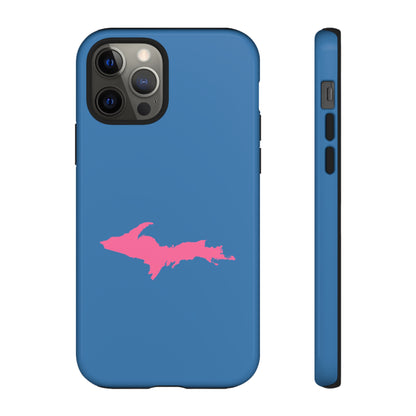 Michigan Upper Peninsula Tough Phone Case (Lake Superior Blue w/ Pink UP Outline) | Apple iPhone