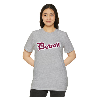 'Detroit' T-Shirt (Ruby Red English 'D') | Unisex Recycled Organic