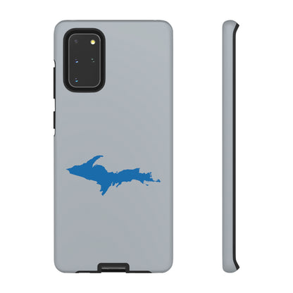 Michigan Upper Peninsula Tough Phone Case (Silver w/ Azure UP Outline) | Samsung & Pixel Android