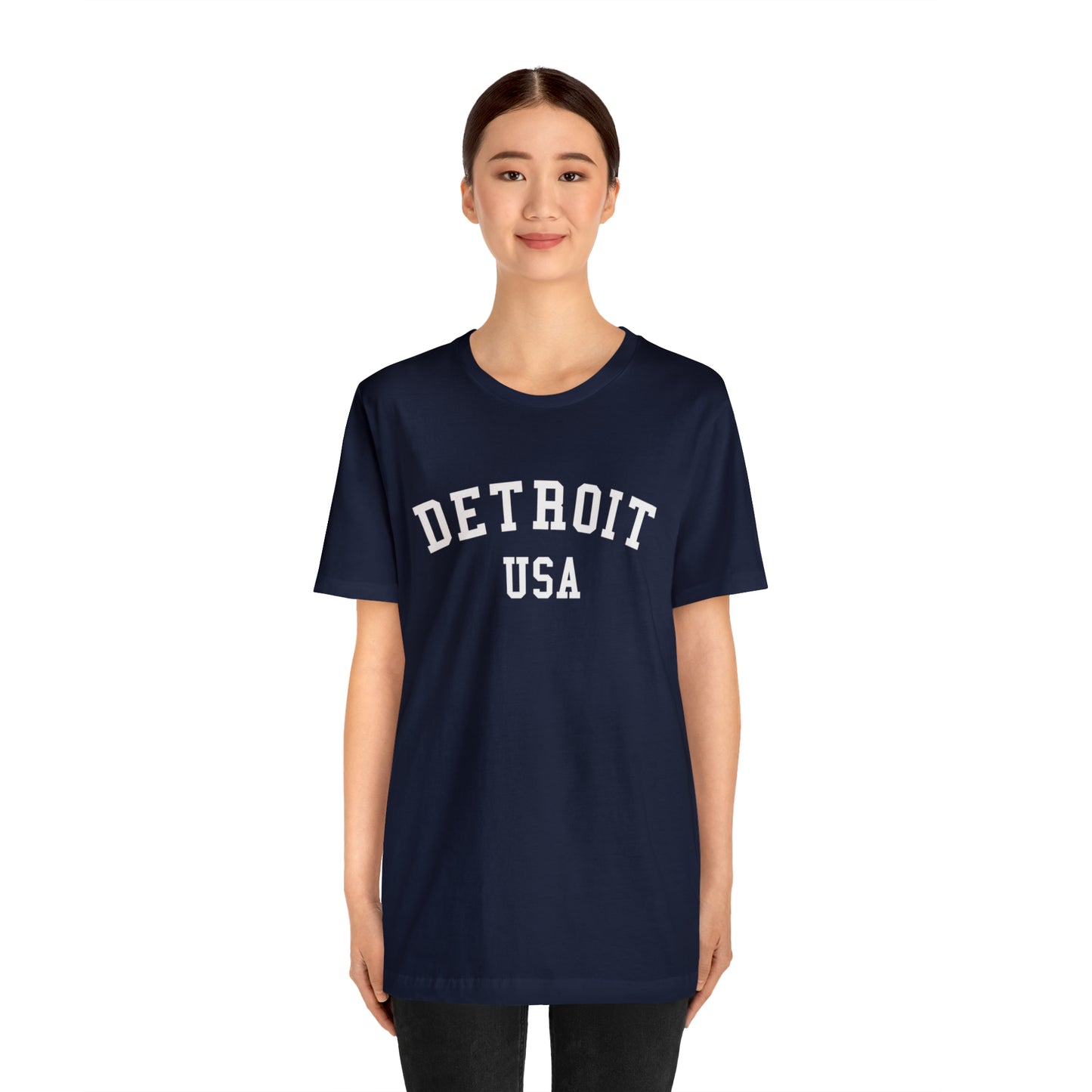 'Detroit USA' T-Shirt (Collegiate Font) | Unisex Standard