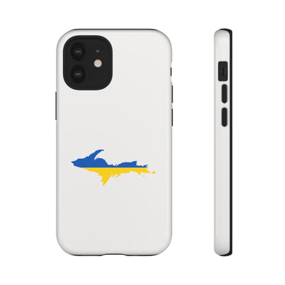 Michigan Upper Peninsula Tough Phone Case (Birch Bark White w/ UP Ukraine Flag Outline) | Apple iPhone