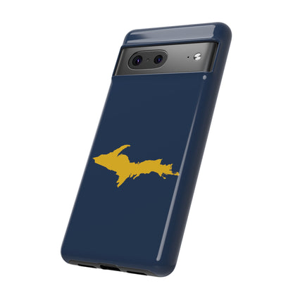 Michigan Upper Peninsula Tough Phone Case (Navy w/ Gold UP Outline) | Samsung & Pixel Android