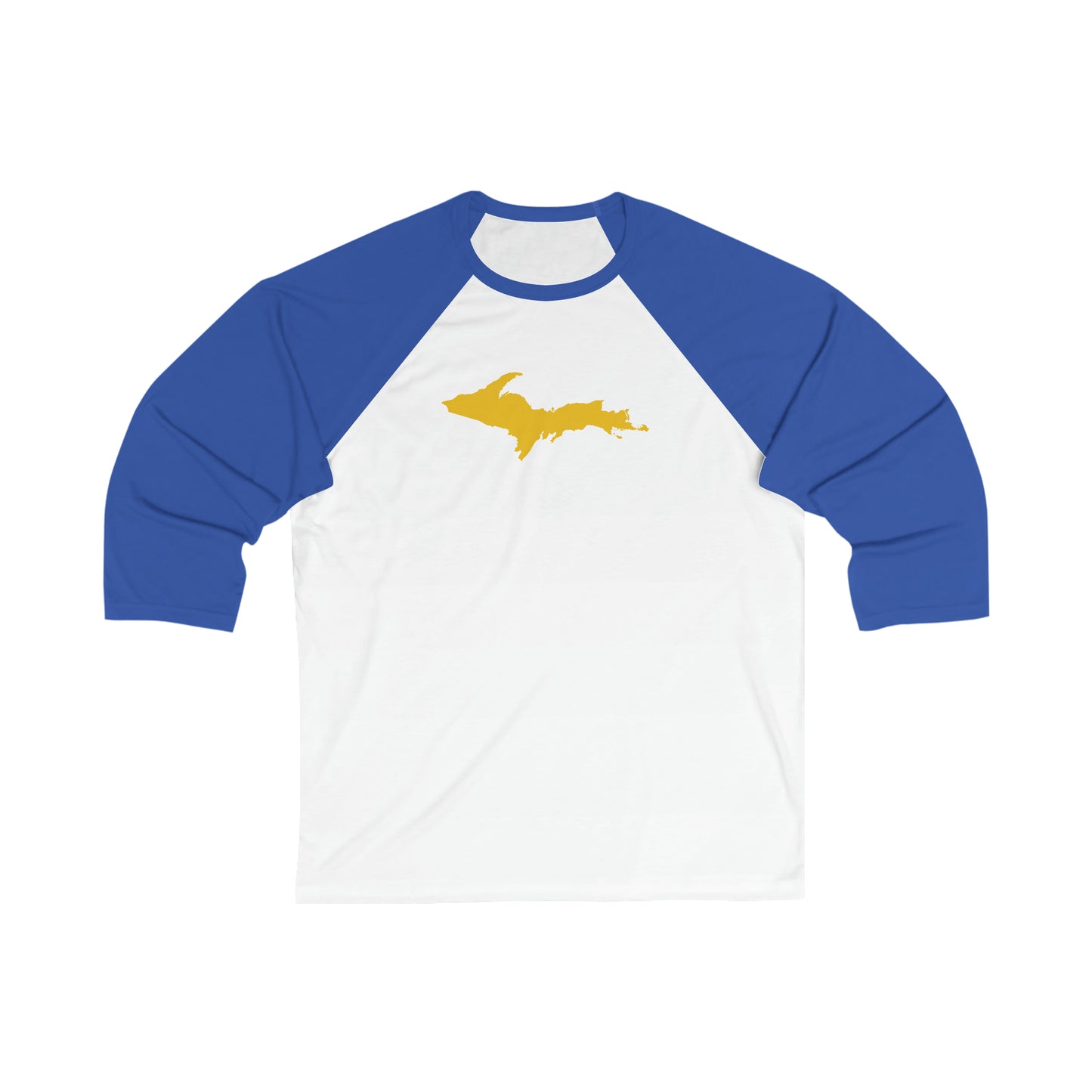 Michigan Upper Peninsula T-Shirt (w/ Gold UP Outline)  | 3/4 Sleeve Baseball