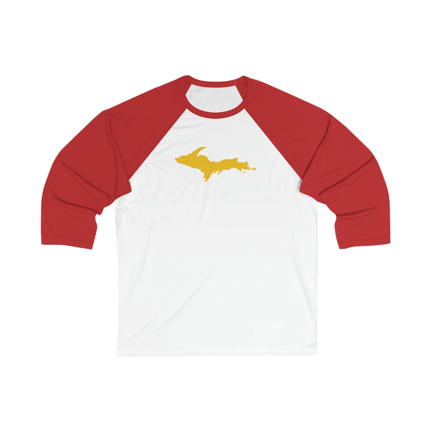 Michigan Upper Peninsula T-Shirt (w/ Gold UP Outline)  | 3/4 Sleeve Baseball