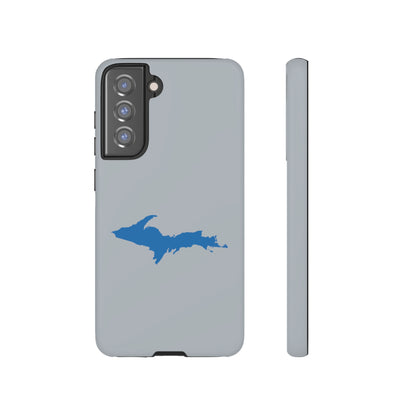 Michigan Upper Peninsula Tough Phone Case (Silver w/ Azure UP Outline) | Samsung & Pixel Android