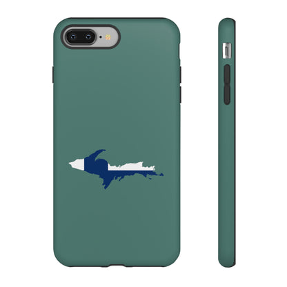 Michigan Upper Peninsula Tough Phone Case (Copper Green w/ UP Finland Flag Outline) | Apple iPhone