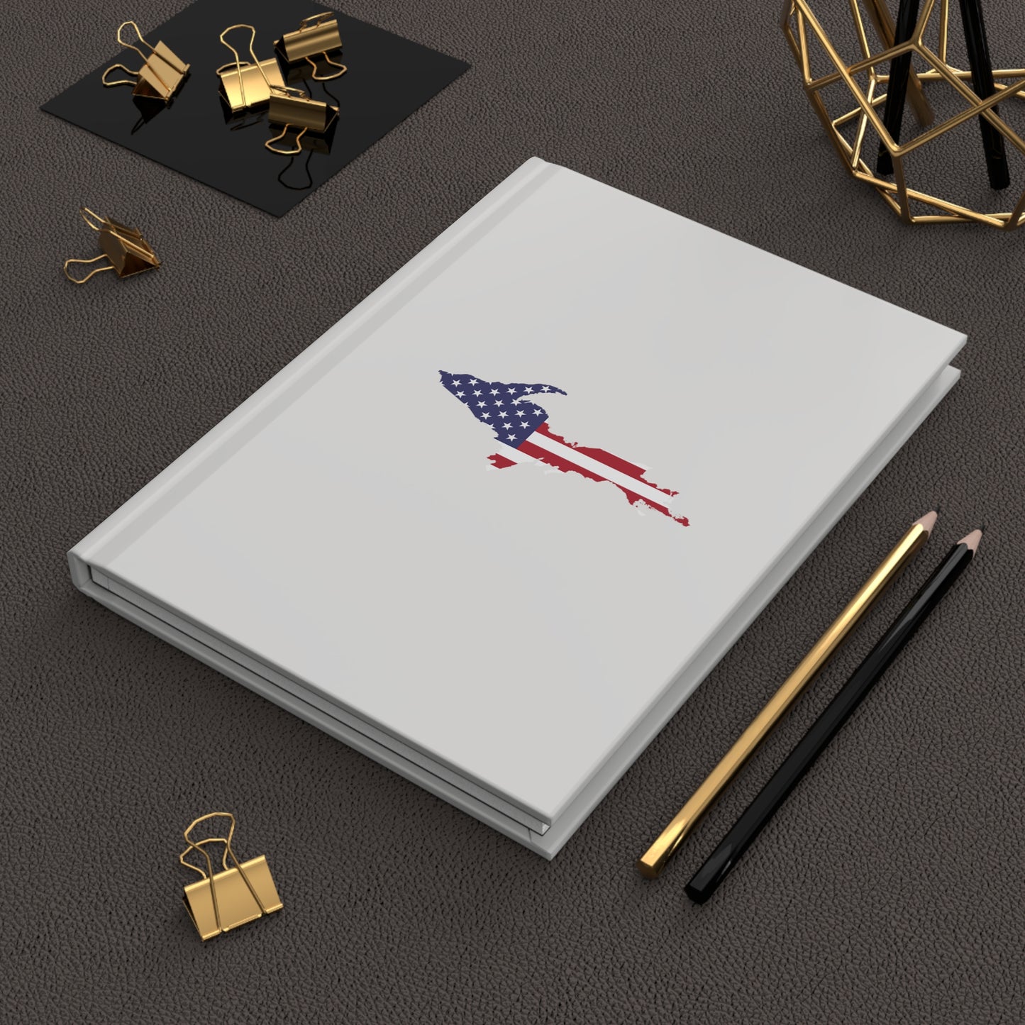 Michigan Upper Peninsula Hardcover Journal (w/ UP USA Flag) | Ruled - Birch Bark White