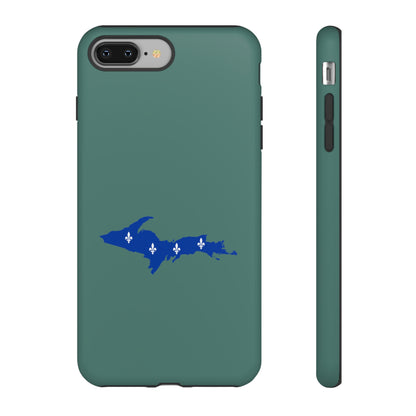 Michigan Upper Peninsula Tough Phone Case (Copper Green w/ UP Quebec Flag Outline) | Apple iPhone