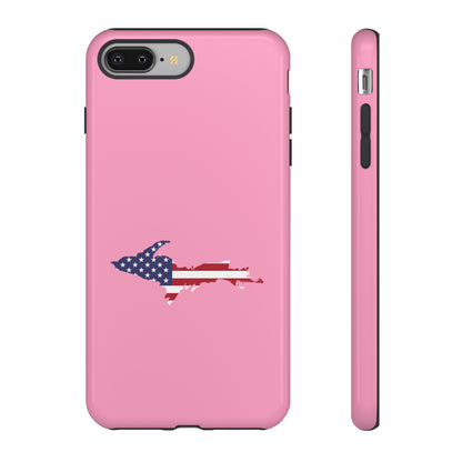 Michigan Upper Peninsula Tough Phone Case ('67 Caddie Pink w/ UP USA Flag Outline) | Apple iPhone