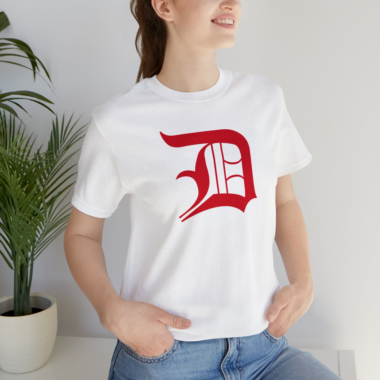 Detroit 'Old English D' T-Shirt (Aliform Red) | Unisex Standard