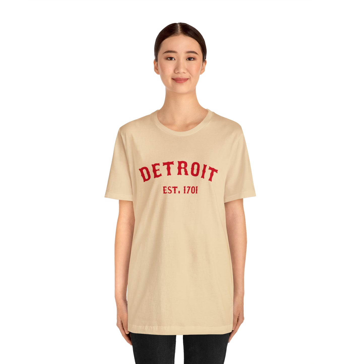 'Detroit EST. 1701' T-Shirt (Aliform Red Ballpark Font) | Unisex Standard