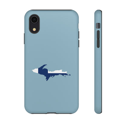 Michigan Upper Peninsula Tough Phone Case (Opal Blue w/ UP Finland Flag Outline) | Apple iPhone