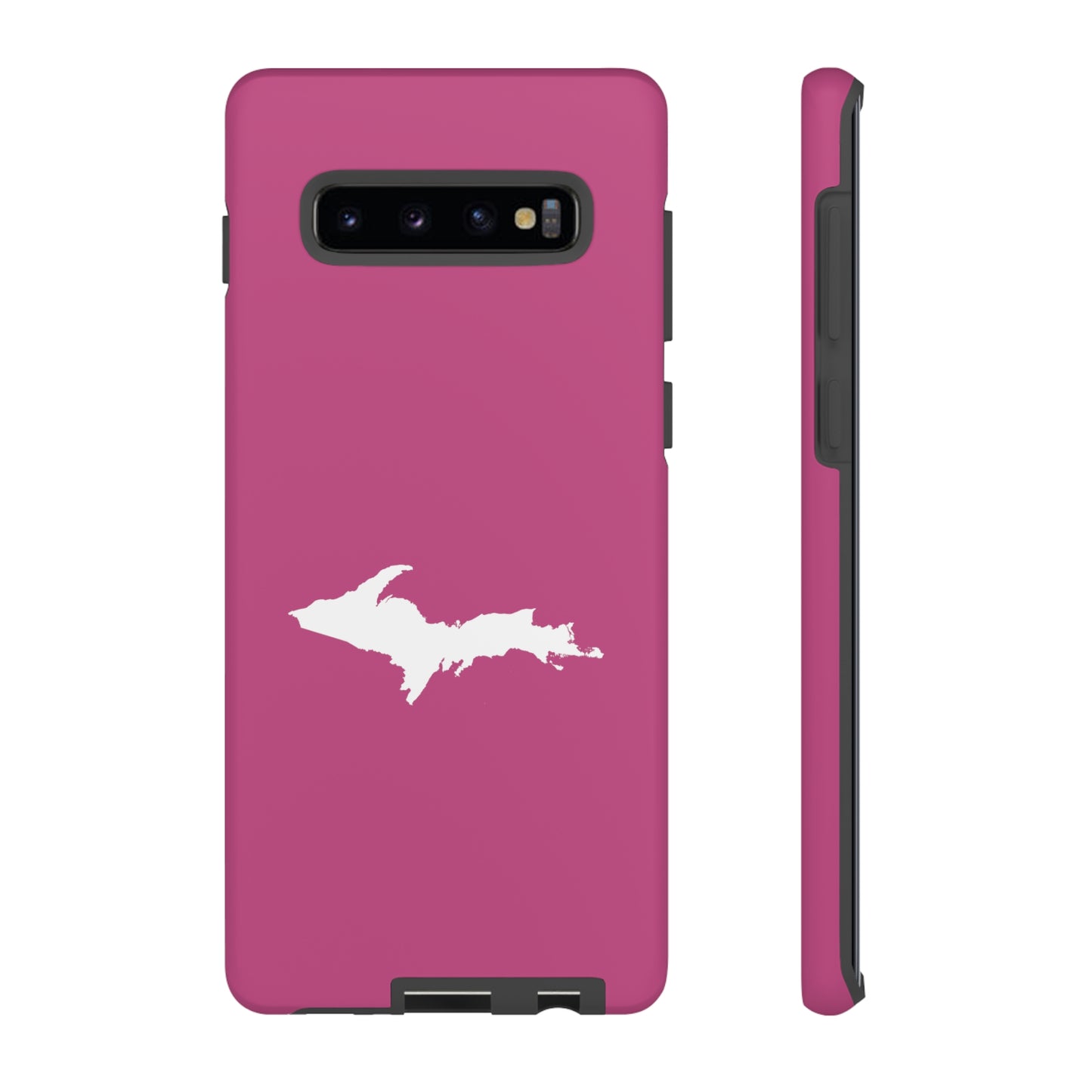 Michigan Upper Peninsula Tough Phone Case (Apple Blossom Pink w/ UP Outline) | Samsung & Pixel Android