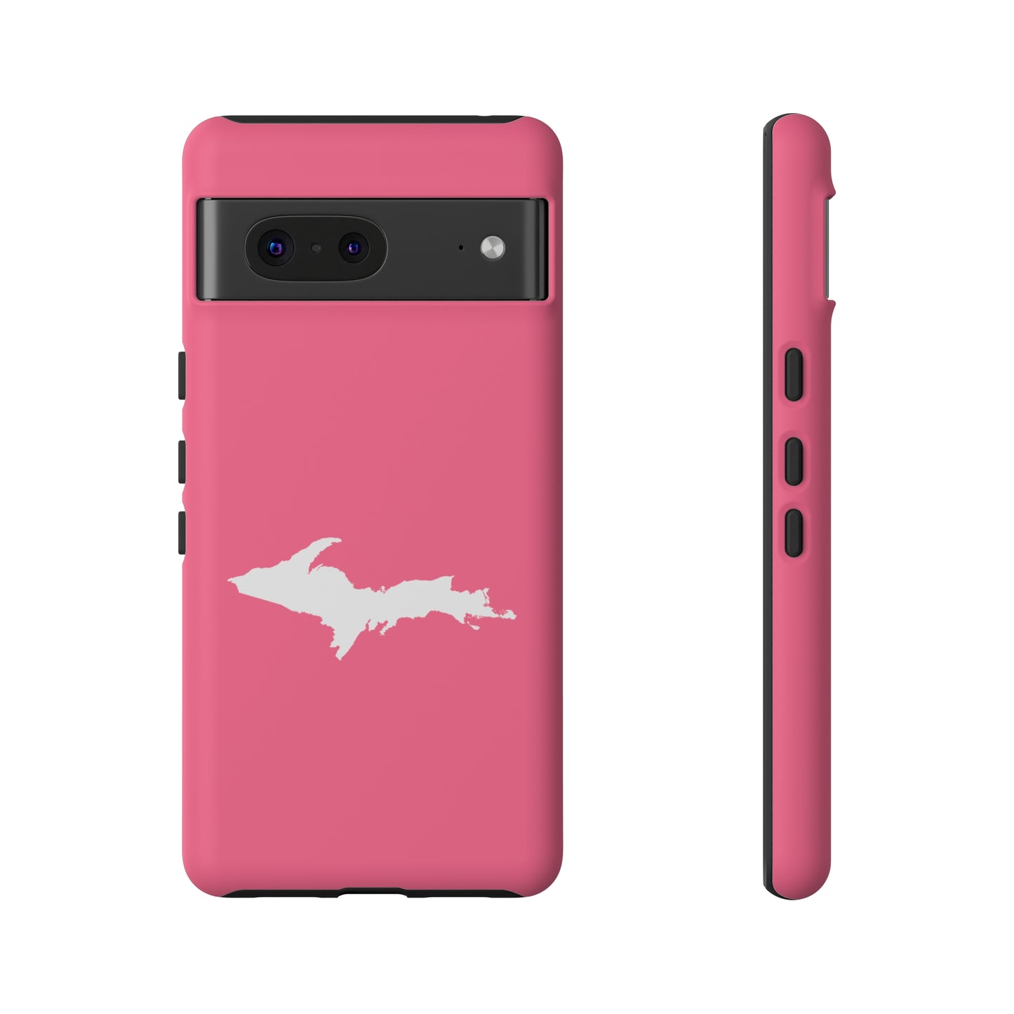 Michigan Upper Peninsula Tough Phone Case (Rhodochrosite Pink w/ UP Outline) | Samsung & Pixel Android