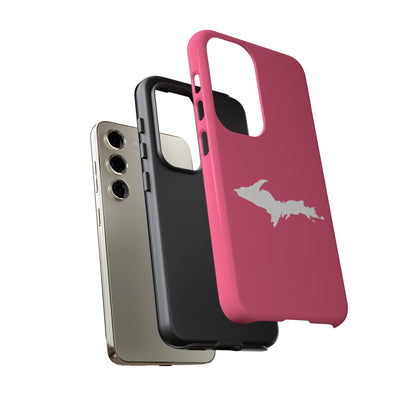 Michigan Upper Peninsula Tough Phone Case (Rhodochrosite Pink w/ UP Outline) | Samsung & Pixel Android